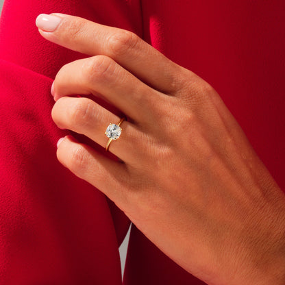 Solitaire Ring with 1.50 CT Cushion Moissanite