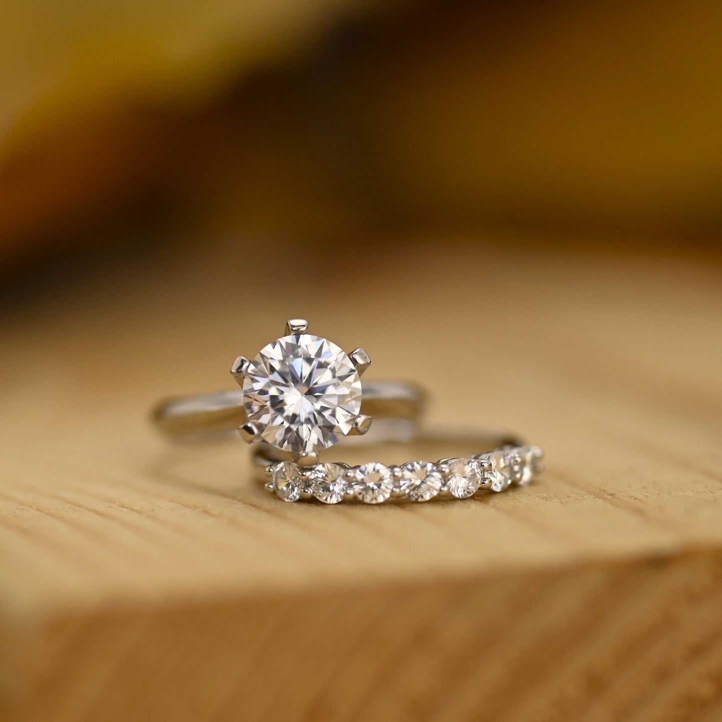 Solitaire Bridal Ring Set with 1.50 CT Round Cut Moissanite