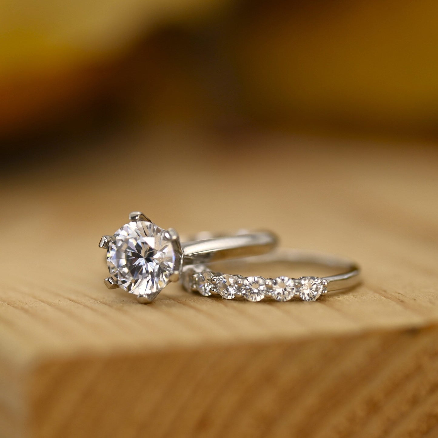 Solitaire Bridal Ring Set with 1.50 CT Round Cut Moissanite
