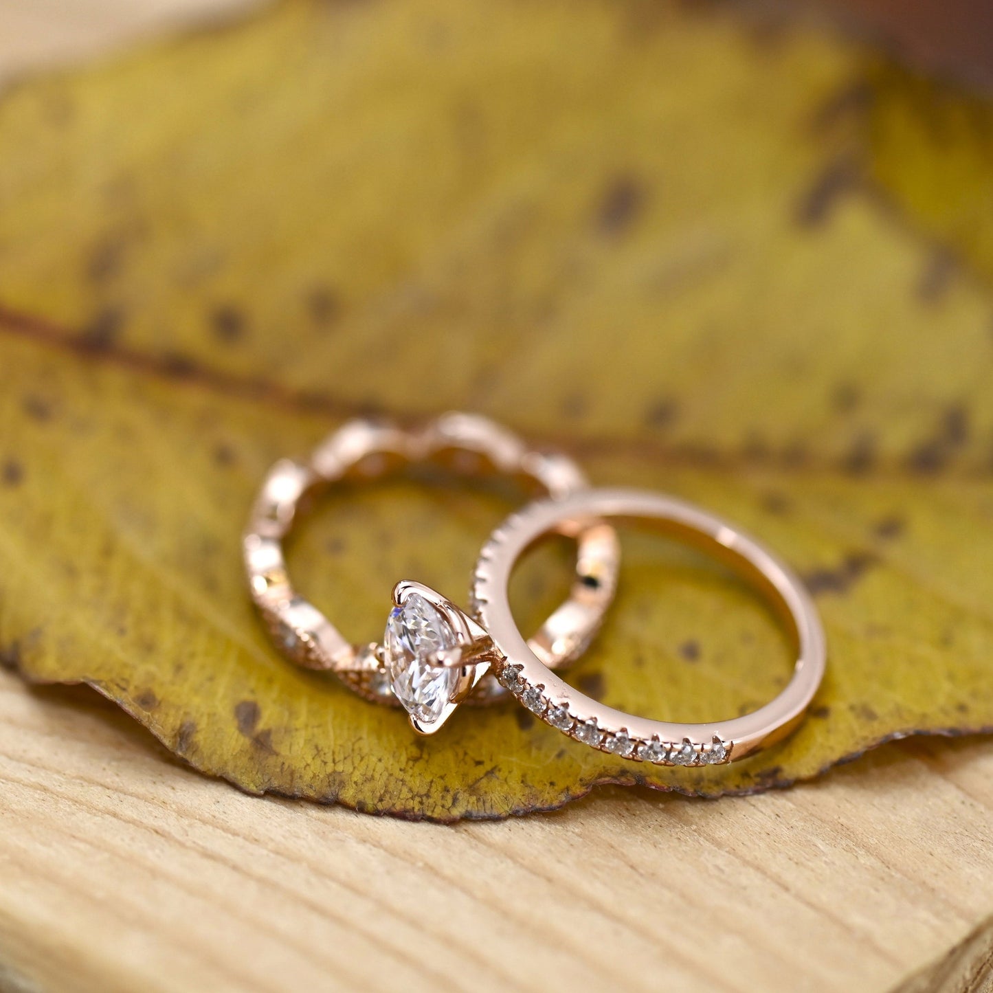 Pave Setting Bridal Ring Set with 1.0 CT Round Cut Moissanite