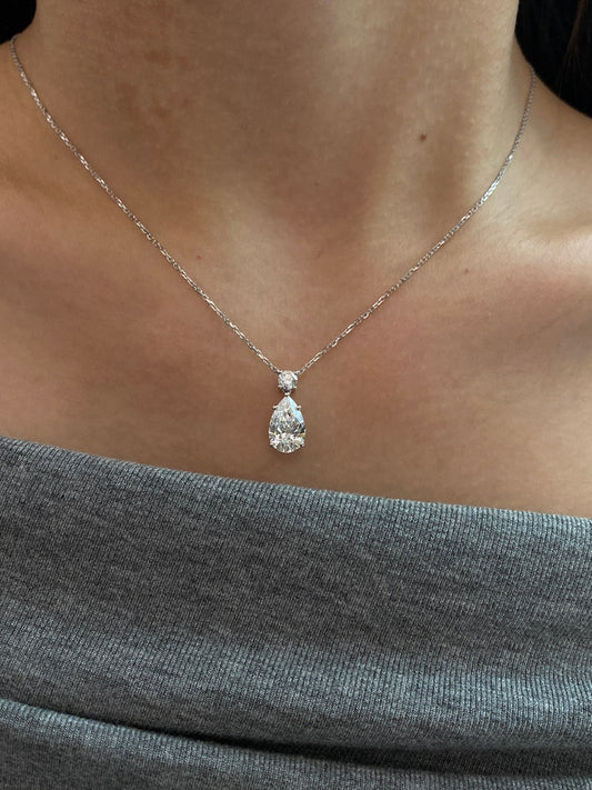 Drop Necklace with 2.0 TCW Pear Cut Moissanite