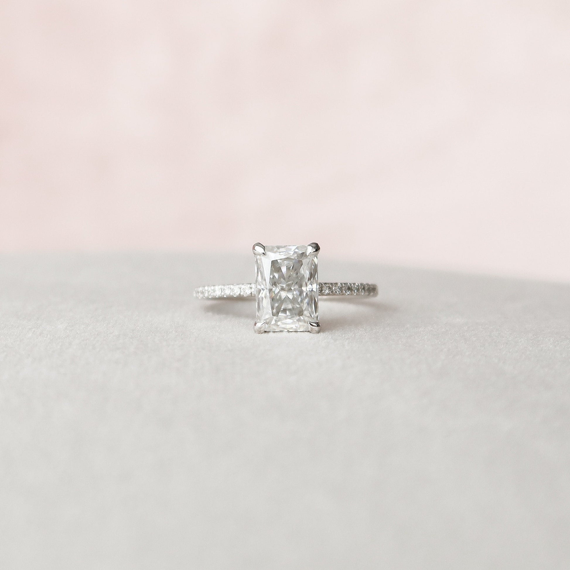 2.0 CT Radiant Shaped Moissanite Hidden Halo Engagement Ring - crownmoissanite