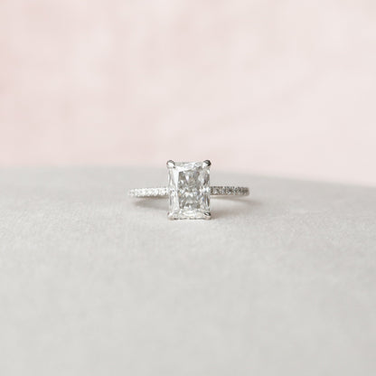 2.0 CT Radiant Shaped Moissanite Hidden Halo Engagement Ring - crownmoissanite