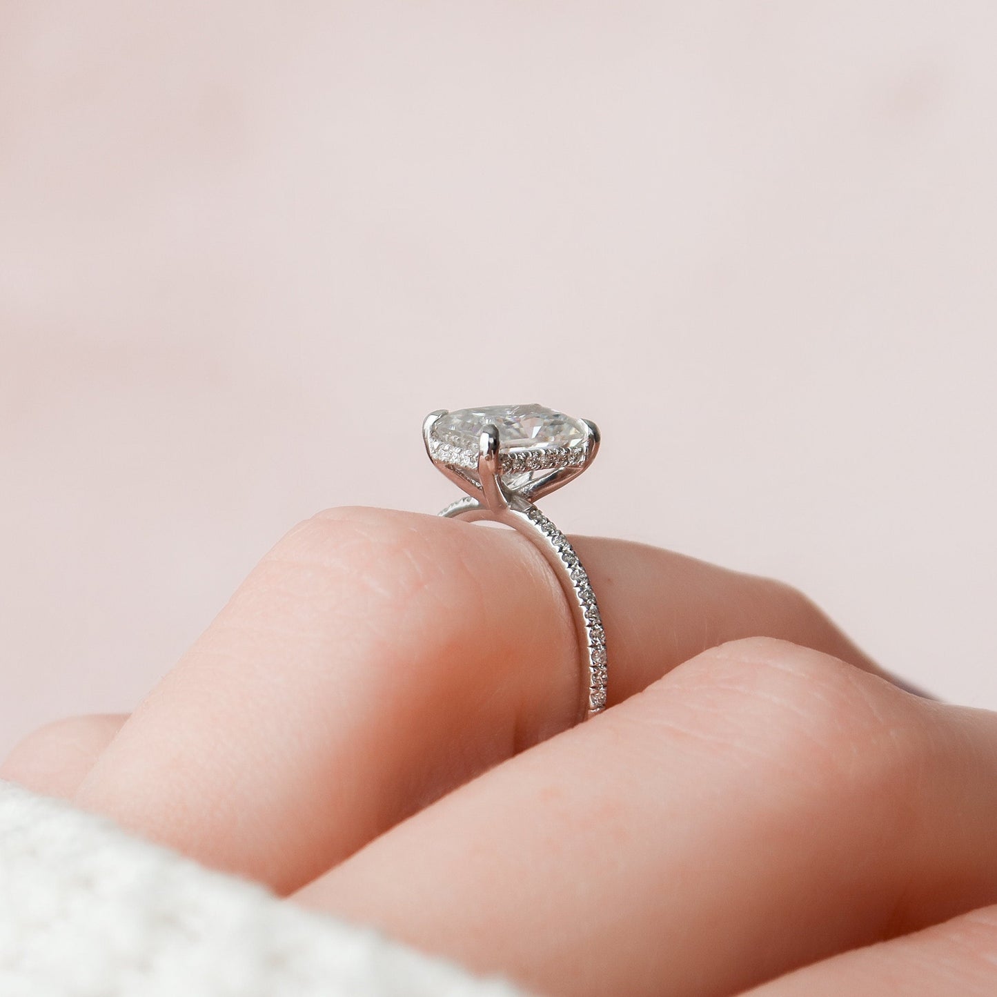 2.0 CT Radiant Shaped Moissanite Hidden Halo Engagement Ring - crownmoissanite
