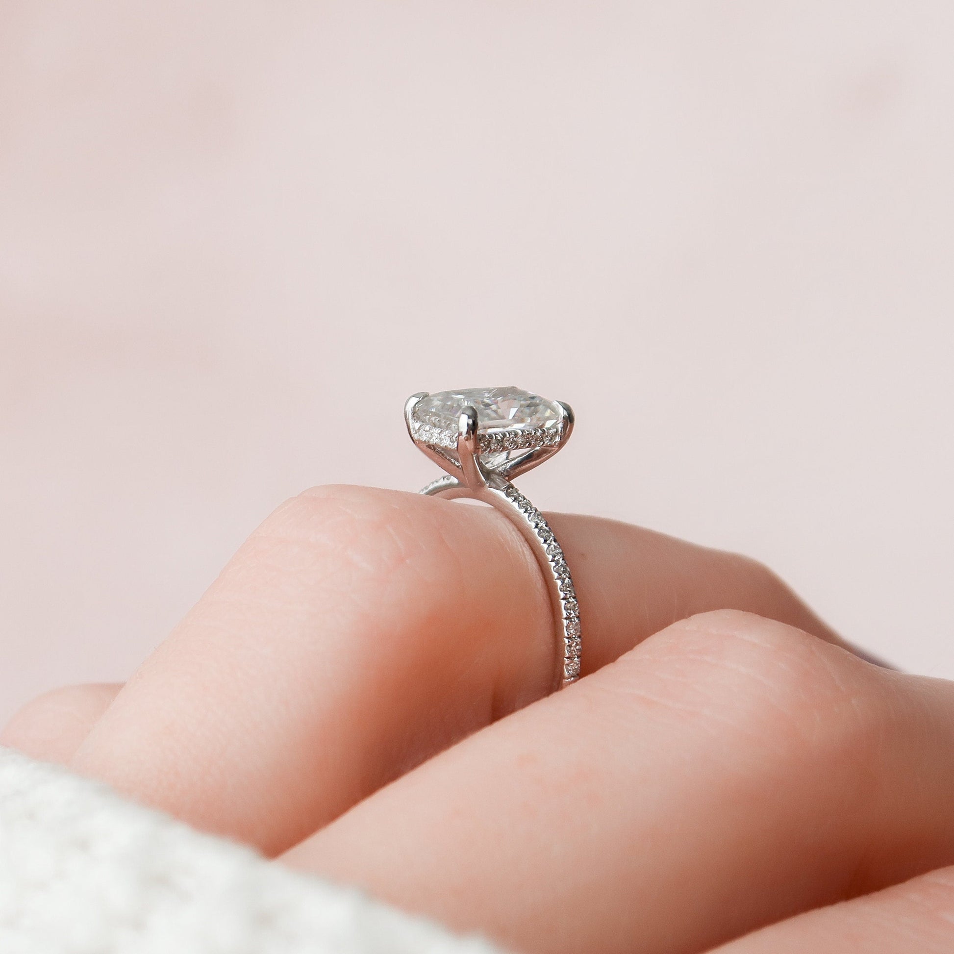 2.0 CT Radiant Shaped Moissanite Hidden Halo Engagement Ring - crownmoissanite