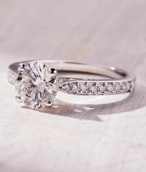 1.50 CT Round Cut Pave Moissanite Engagement Ring