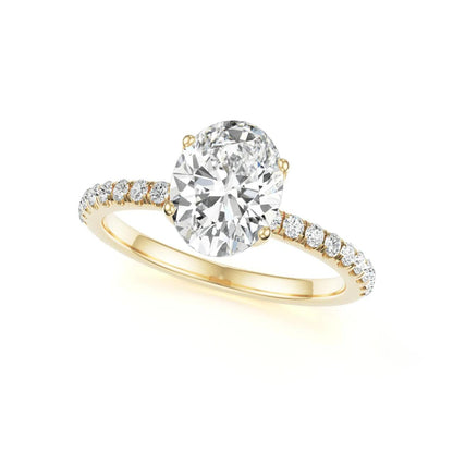 Pave Ring with 2.5 CT Oval Cut Moissanite