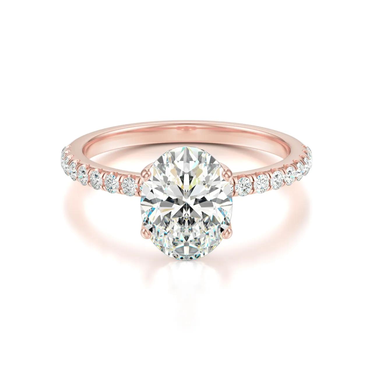 Pave Ring with 2.5 CT Oval Cut Moissanite