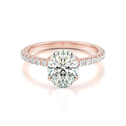 Pave Ring with 2.5 CT Oval Cut Moissanite
