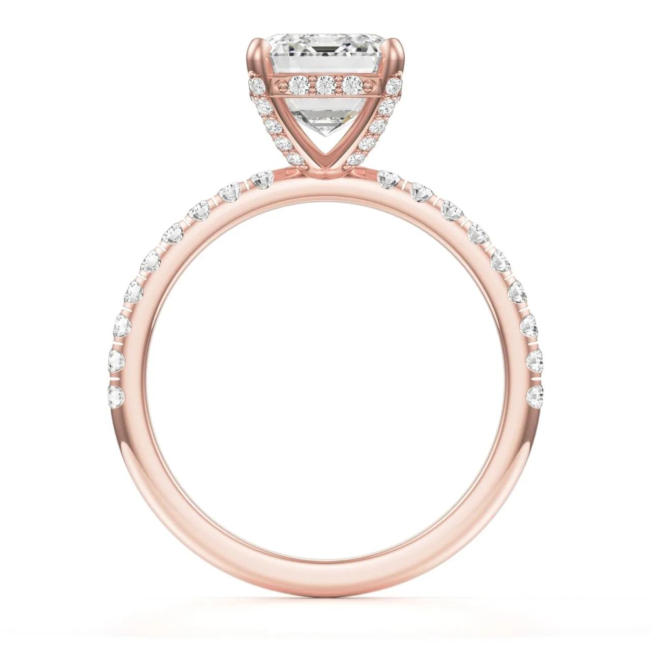 Hidden Halo & Pave Ring with 2.5 CT Radiant Cut Moissanite