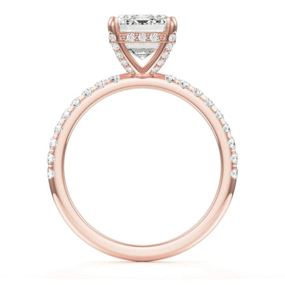 Hidden Halo & Pave Ring with 2.5 CT Radiant Cut Moissanite