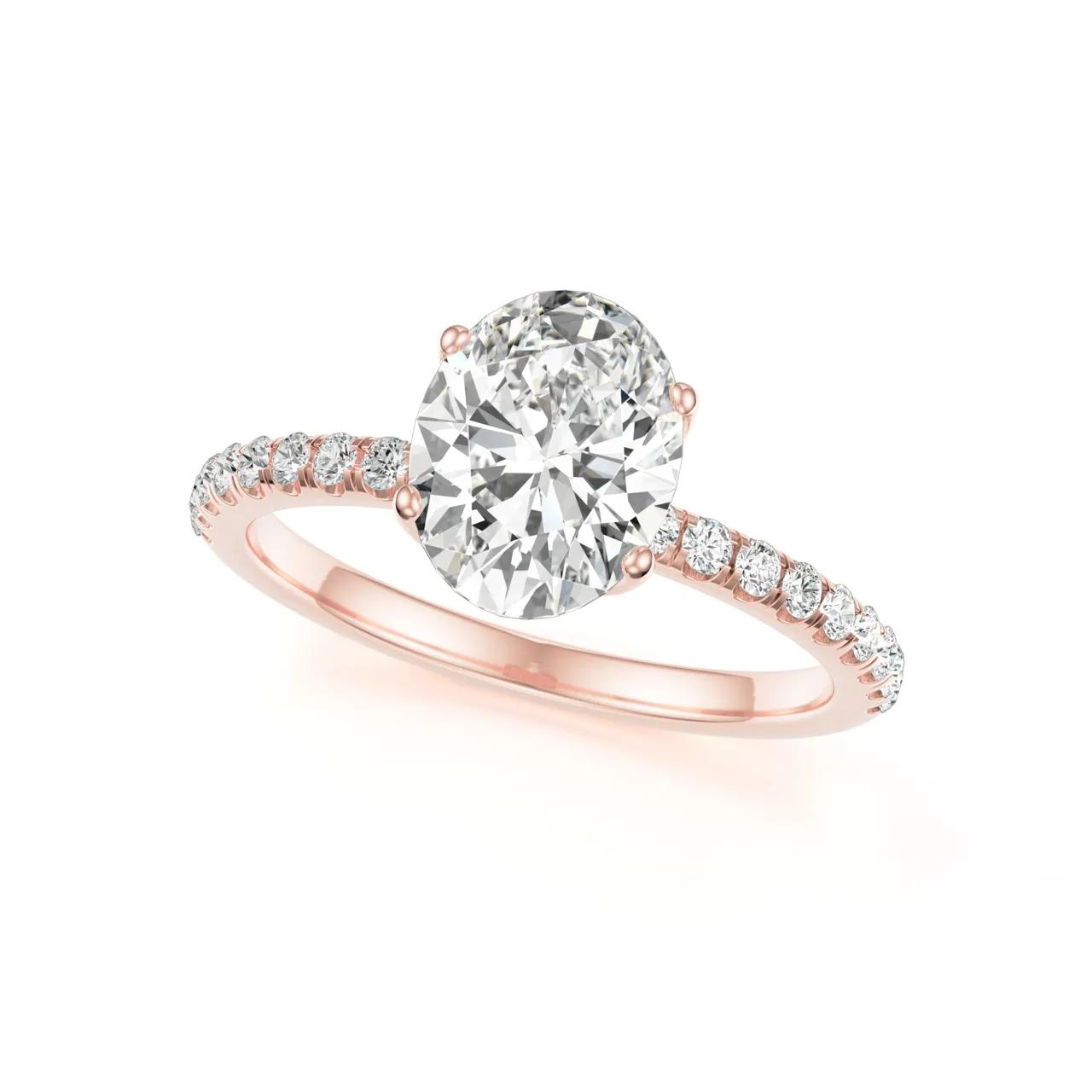 Pave Ring with 2.5 CT Oval Cut Moissanite