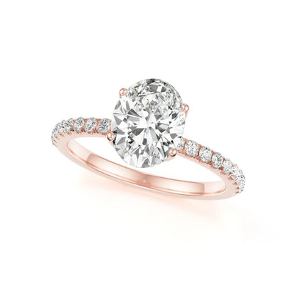 Pave Ring with 2.5 CT Oval Cut Moissanite