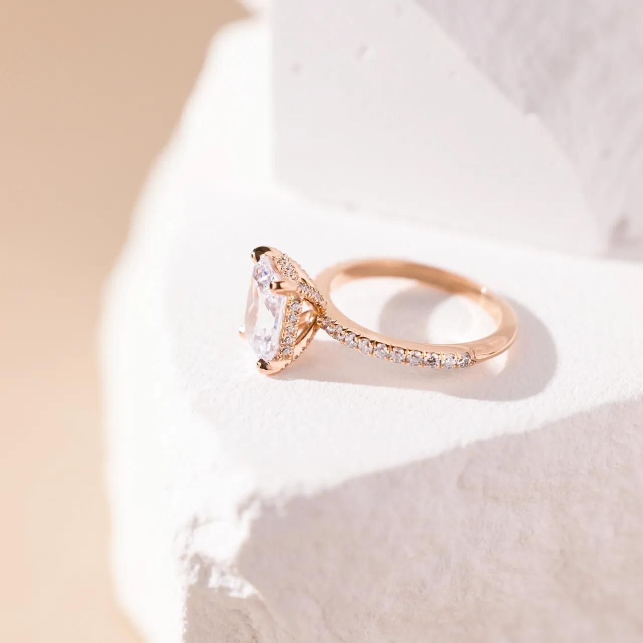 Hidden Halo & Pave Ring with 2.5 CT Radiant Cut Moissanite