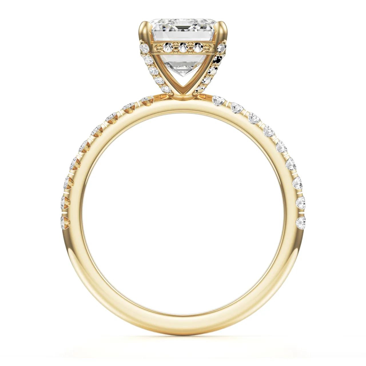 Hidden Halo & Pave Ring with 2.5 CT Radiant Cut Moissanite
