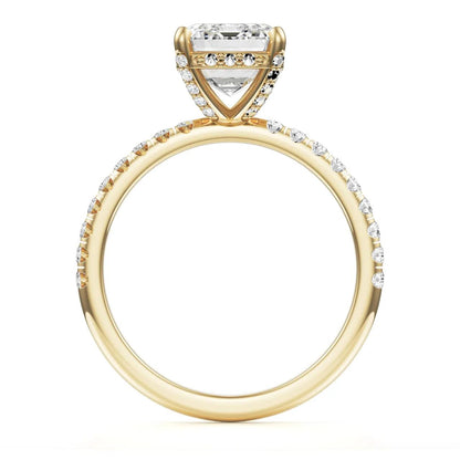 Hidden Halo & Pave Ring with 2.5 CT Radiant Cut Moissanite