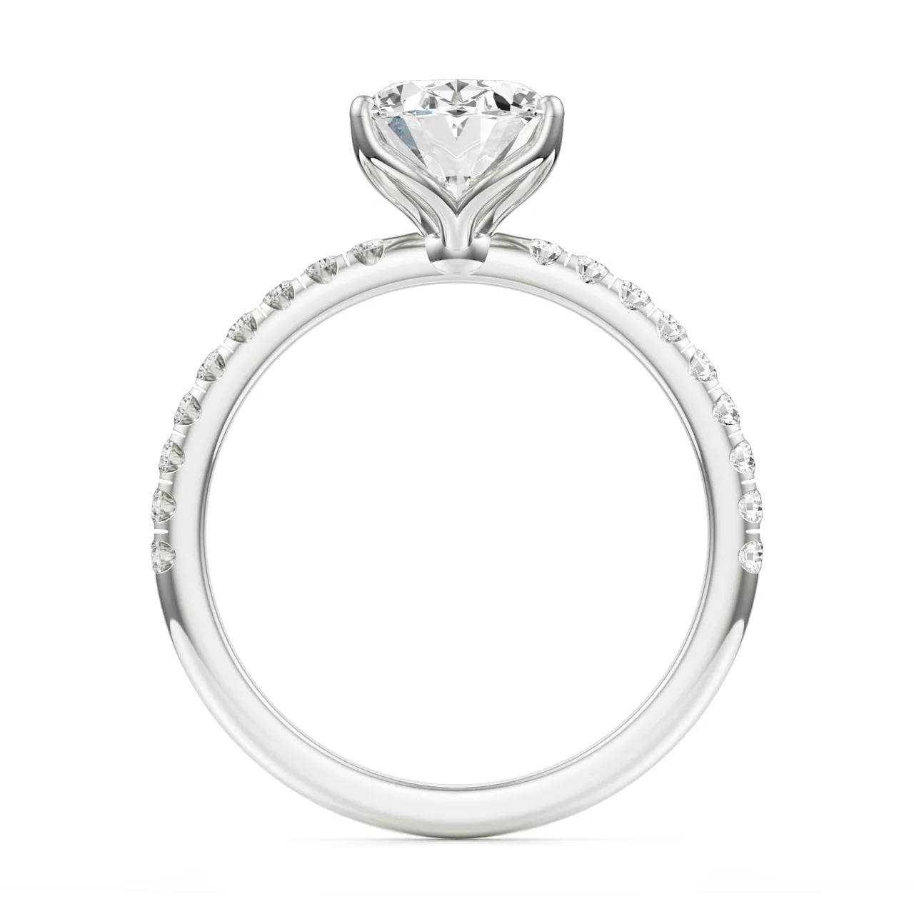 Pave Ring with 2.5 CT Oval Cut Moissanite