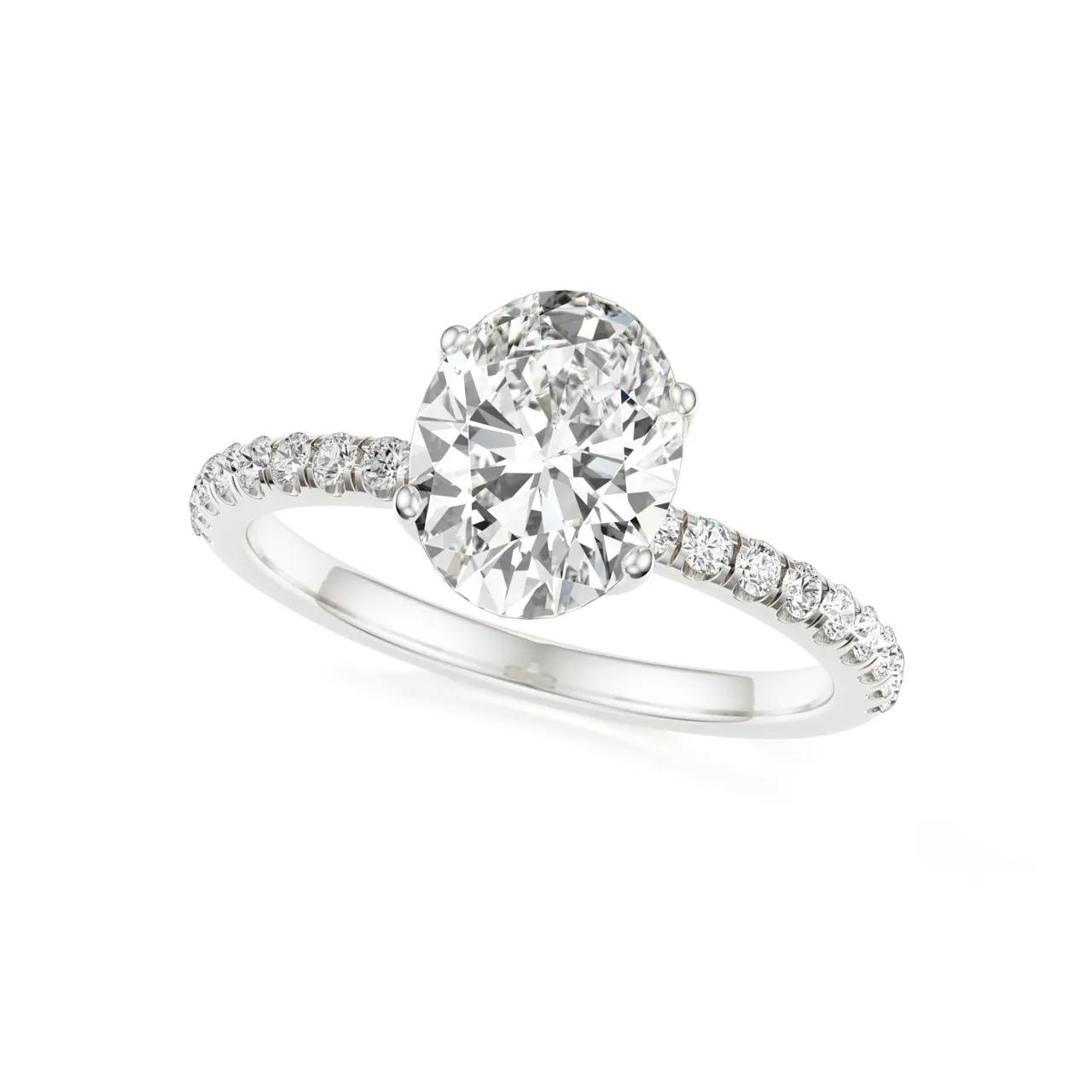 Pave Ring with 2.5 CT Oval Cut Moissanite