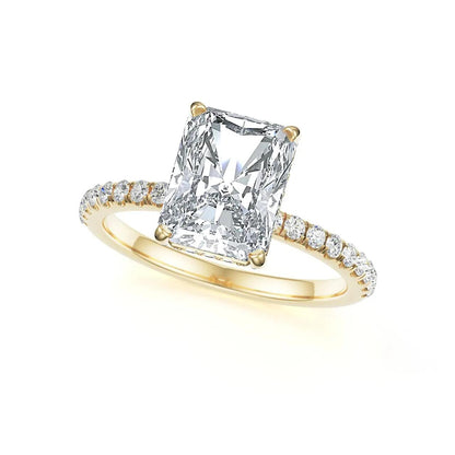 Hidden Halo & Pave Ring with 2.5 CT Radiant Cut Moissanite