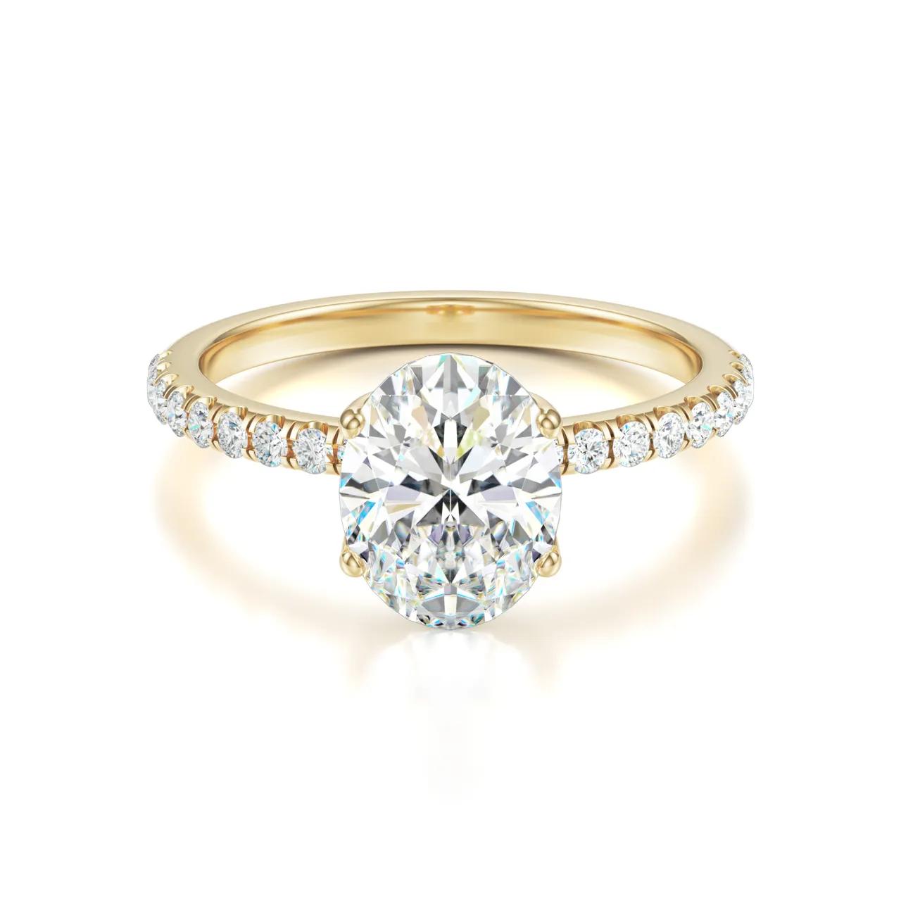 Pave Ring with 2.5 CT Oval Cut Moissanite