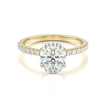 Pave Ring with 2.5 CT Oval Cut Moissanite