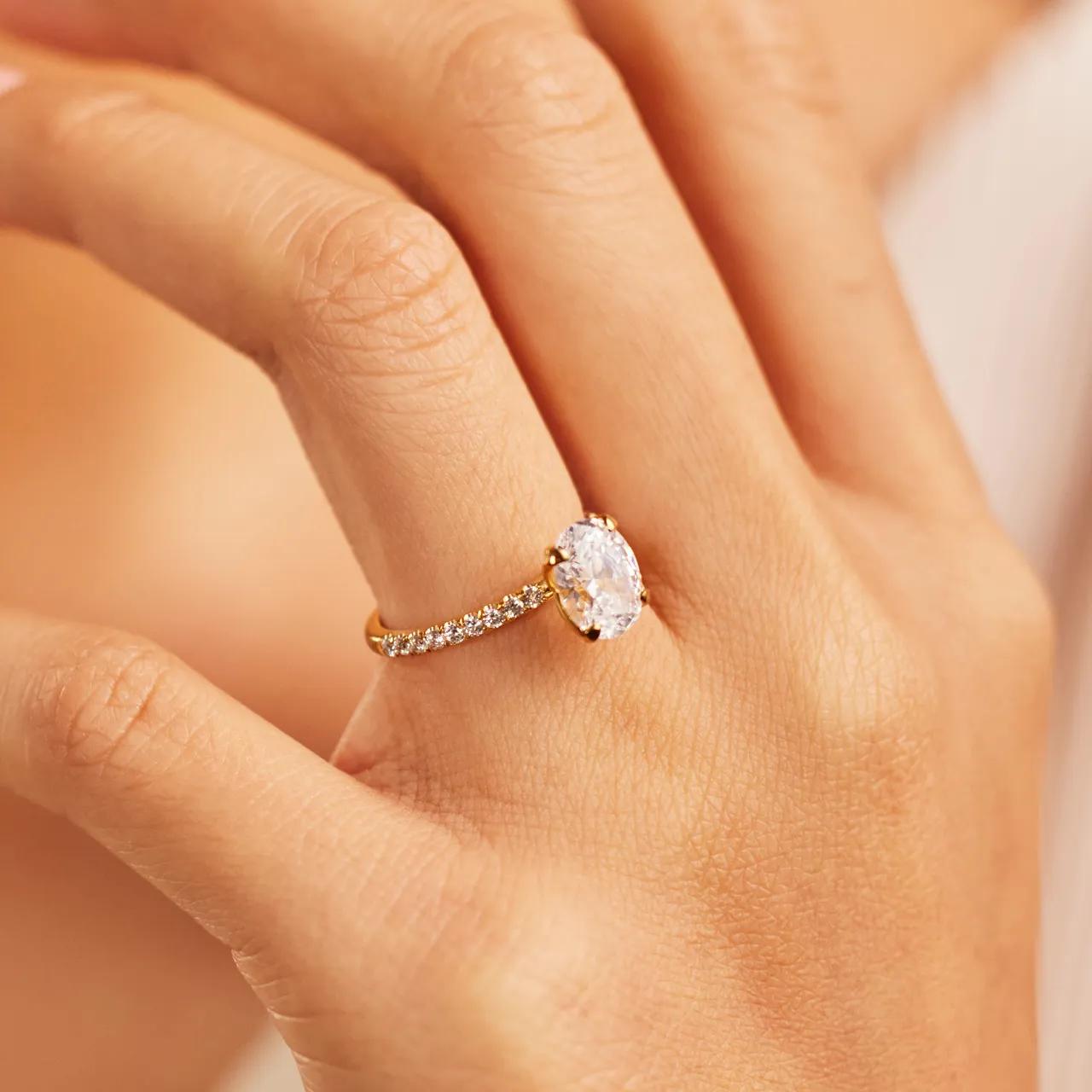 Pave Ring with 2.5 CT Oval Cut Moissanite