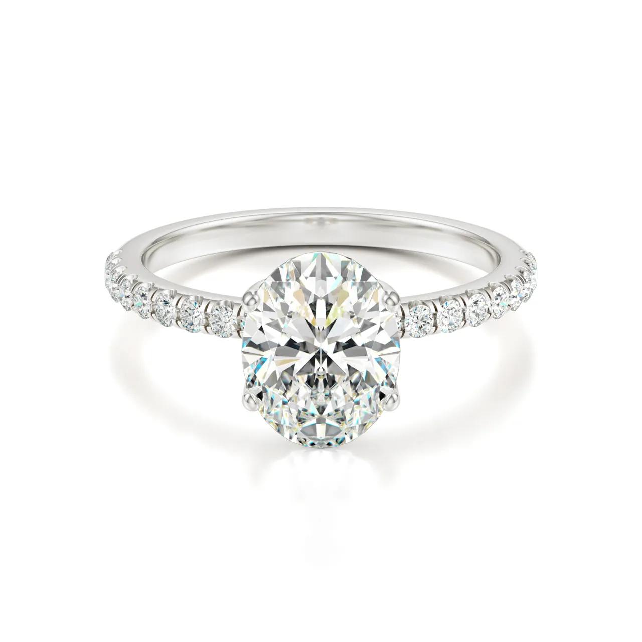 Pave Ring with 2.5 CT Oval Cut Moissanite