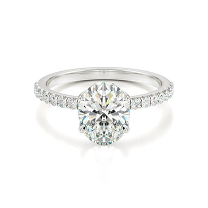 Pave Ring with 2.5 CT Oval Cut Moissanite