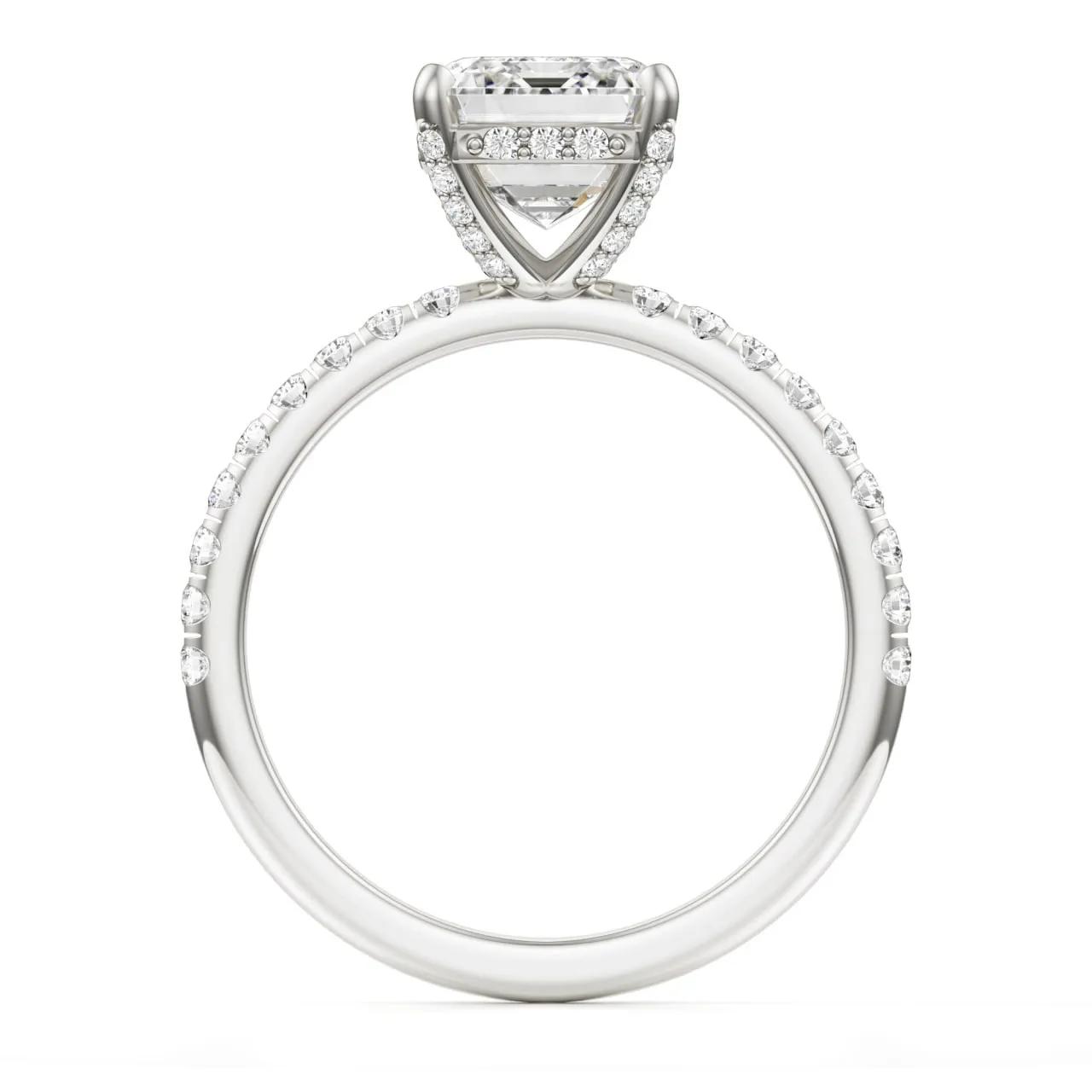 Hidden Halo & Pave Ring with 2.5 CT Radiant Cut Moissanite