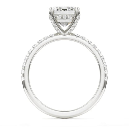 Hidden Halo & Pave Ring with 2.5 CT Radiant Cut Moissanite