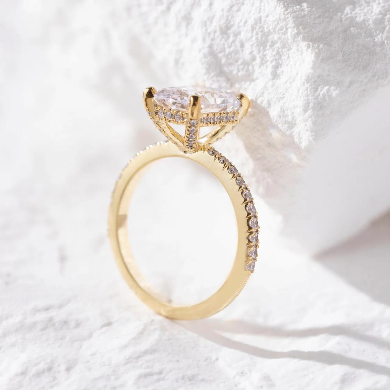 Hidden Halo & Pave Ring with 2.5 CT Radiant Cut Moissanite