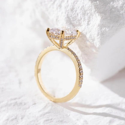 Hidden Halo & Pave Ring with 2.5 CT Radiant Cut Moissanite