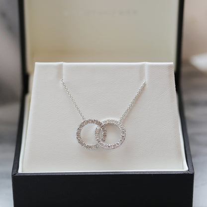 Double Open Circle Necklace with 0.35 TCW Round Cut Moissanite