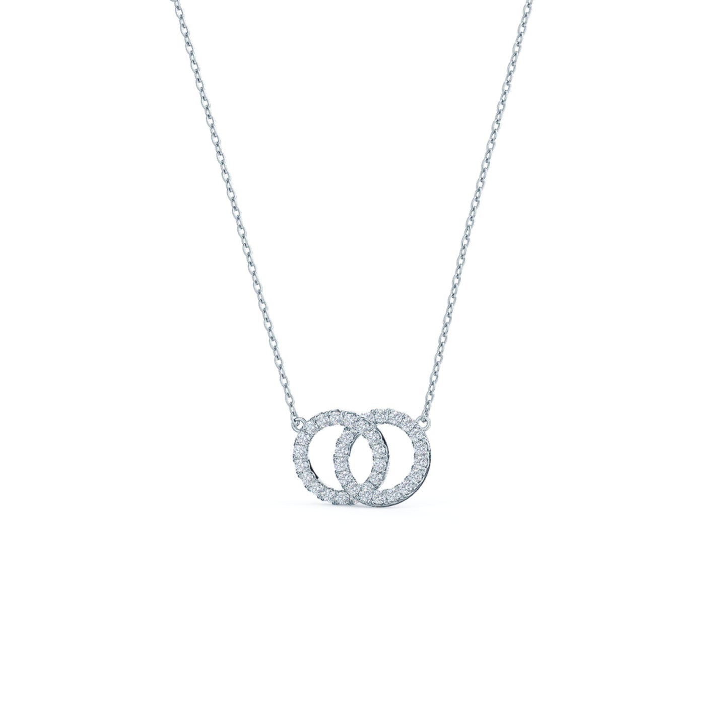 Double Open Circle Necklace with 0.35 TCW Round Cut Moissanite