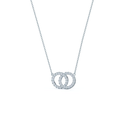 Double Open Circle Necklace with 0.35 TCW Round Cut Moissanite