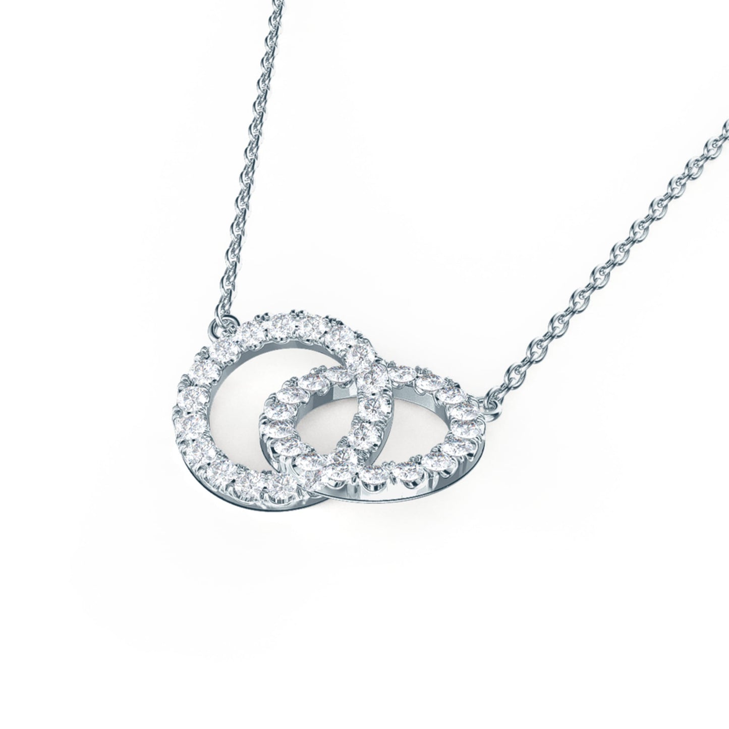 Double Open Circle Necklace with 0.35 TCW Round Cut Moissanite