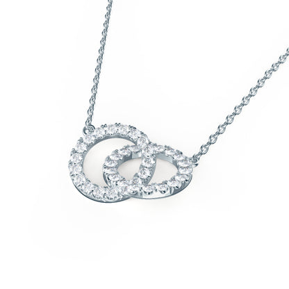 Double Open Circle Necklace with 0.35 TCW Round Cut Moissanite