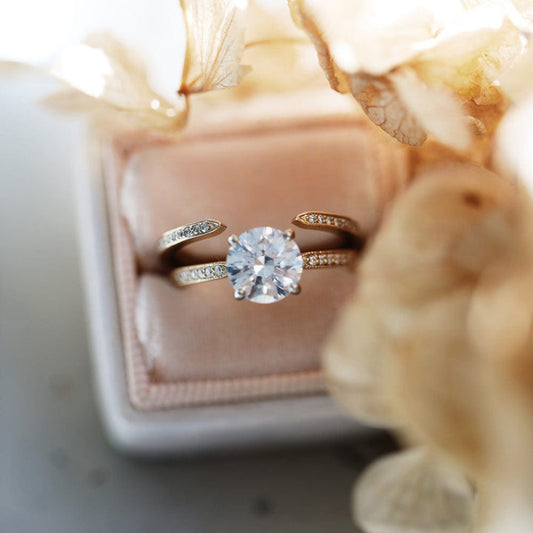 Pave Setting Ring with 2.0 CT Round Moissanite