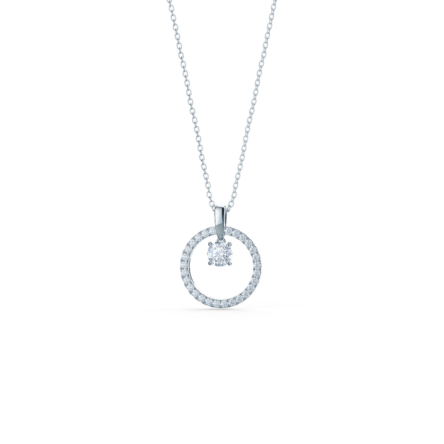 Floating Open Circle Necklace with 0.65 TCW Round Cut Moissanite