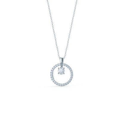 Floating Open Circle Necklace with 0.65 TCW Round Cut Moissanite