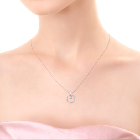 Floating Open Circle Necklace with 0.65 TCW Round Cut Moissanite