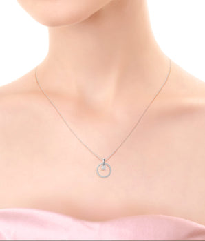 Floating Open Circle Necklace with 0.65 TCW Round Cut Moissanite