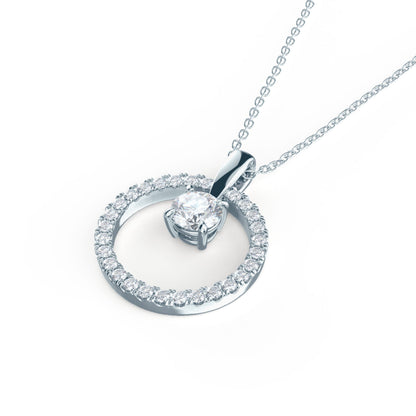 Floating Open Circle Necklace with 0.65 TCW Round Cut Moissanite