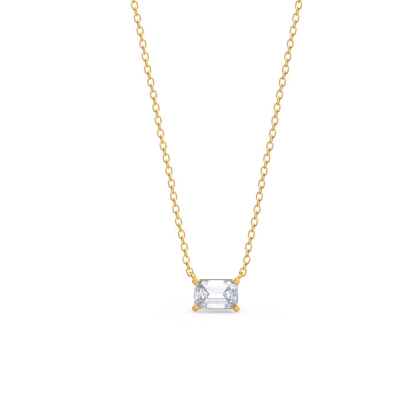 Solitaire Necklace with 0.70 CT East-West Emerald Cut Moissanite