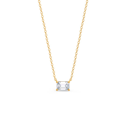Solitaire Necklace with 0.70 CT East-West Emerald Cut Moissanite
