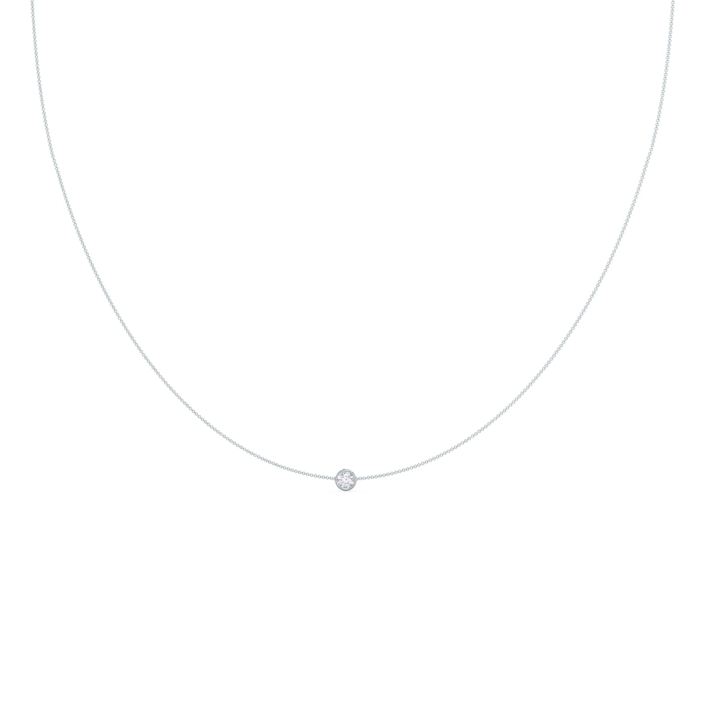 Single Bezel Necklace with 0.10 TCW Floating Cosmopolitan Round Cut Moissanite