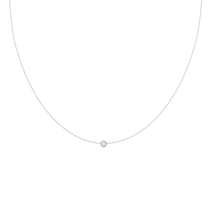 Single Bezel Necklace with 0.10 TCW Floating Cosmopolitan Round Cut Moissanite