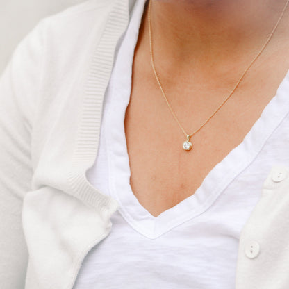 Single Bezel Necklace with 0.35 TCW Cosmopolitan Round Cut Moissanite