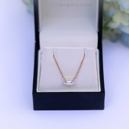 Solitaire Necklace with 0.70 CT East-West Emerald Cut Moissanite