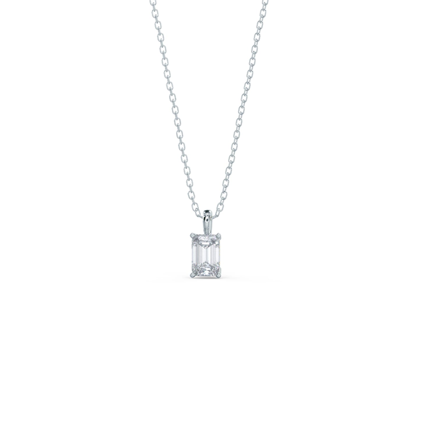 Solitaire Necklace with 0.70 CT Classic Emerald Cut Moissanite